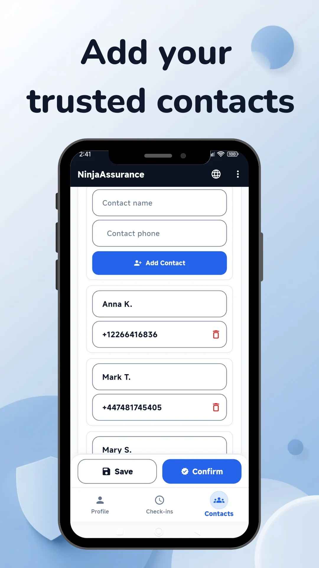 Add trusted contacts